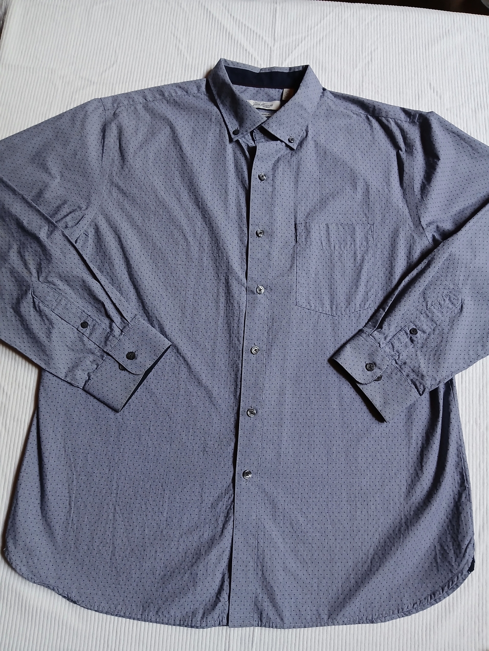 Van Heusen Classic Dress Shirt Mens Sz XL Blue Polka Dot Long Sleeve Button Up